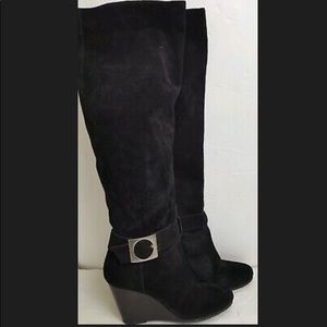 BCBG suede over the knee wedge boot. Size 6.5